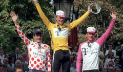 Riis - Ullrich - Virenque : podium de vainqueurs sur le Tour de France 1996.
